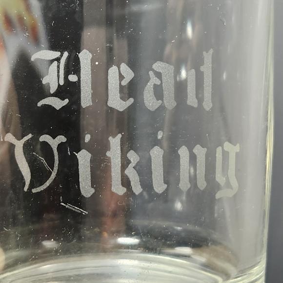 Vintage French Crystal Clear Etched Head Viking 8 oz Mug - Picture 2 of 4